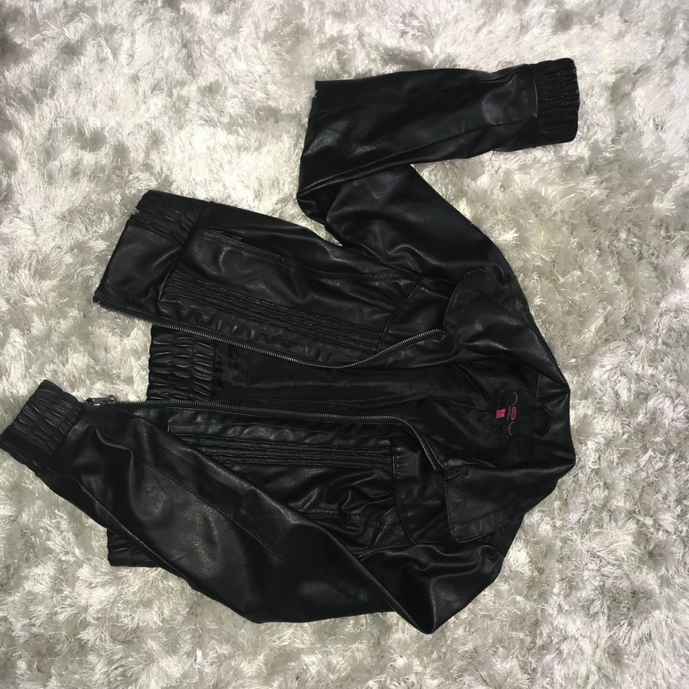 Leather bomber jacket